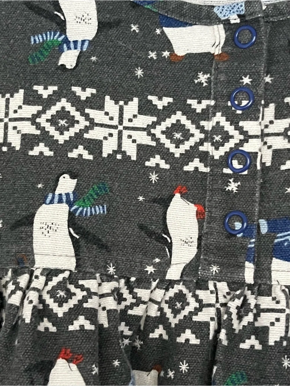 Hanna Andersson Flannel Nightgown Penguin Snow Print Made in Peru size 6 120cm